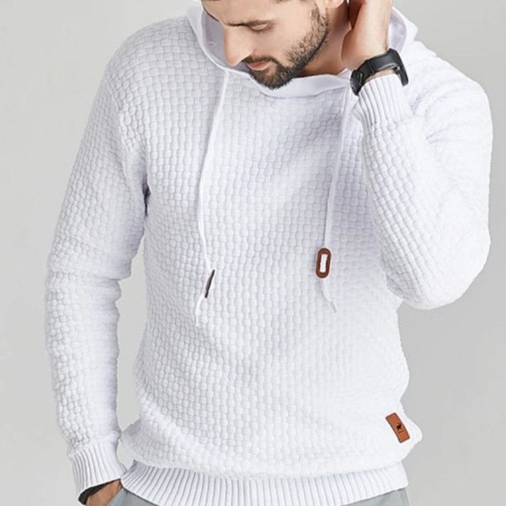 Mens White Pullover Sweater